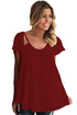 Burgundy Cutout Cold Shoulder Flowy Top